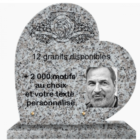 Plaque coeur en granit personnalisable 30x30 à personnaliser - France  Tombale