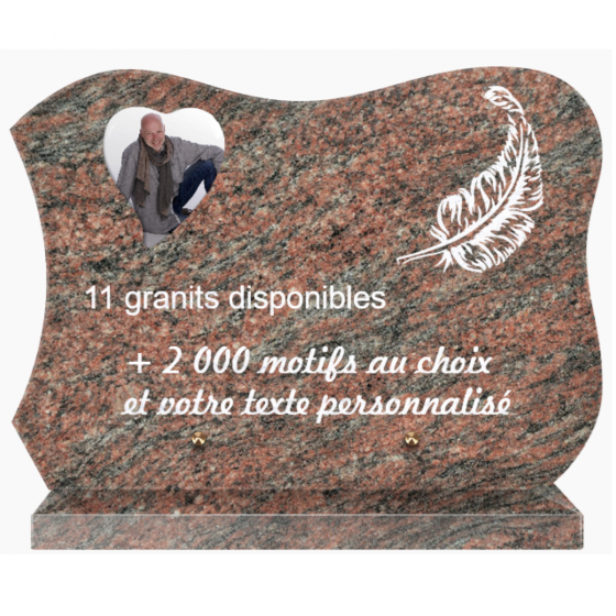 Plaque funéraire rectangle-arrondi en granit 35x25 à personnaliser - France  Tombale